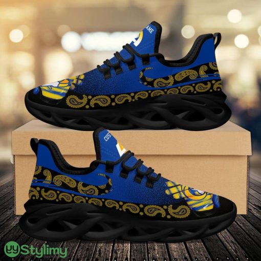 Los Angeles Rams Logo Pattern Custom Name 3D Max Soul Sneaker Shoes