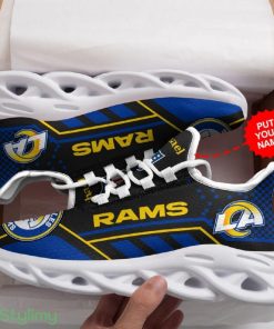 Los Angeles Rams Logo Pattern Custom Name 3D Max Soul Sneaker Shoes In Black Blue - Los Angeles Rams Logo Pattern Custom Name 3D Max Soul Sneaker Shoes In Black Blue_3