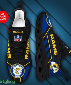 Los Angeles Rams Logo Pattern Custom Name 3D Max Soul Sneaker Shoes In Black Blue - Los Angeles Rams Logo Pattern Custom Name 3D Max Soul Sneaker Shoes In Black Blue_4