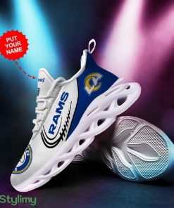 Los Angeles Rams Logo Pattern Custom Name 3D Max Soul Sneaker Shoes In Blue White - Los Angeles Rams Logo Pattern Custom Name 3D Max Soul Sneaker Shoes In Blue White_3