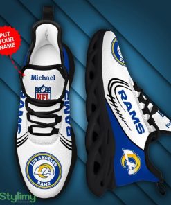 Los Angeles Rams Logo Pattern Custom Name 3D Max Soul Sneaker Shoes In Blue White - Los Angeles Rams Logo Pattern Custom Name 3D Max Soul Sneaker Shoes In Blue White_1