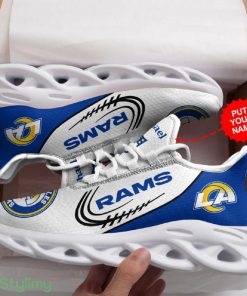 Los Angeles Rams Logo Pattern Custom Name 3D Max Soul Sneaker Shoes In Blue White - Los Angeles Rams Logo Pattern Custom Name 3D Max Soul Sneaker Shoes In Blue White_4