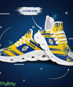 Los Angeles Rams Logo Pattern Custom Name 3D Max Soul Sneaker Shoes In Blue Yellow - Los Angeles Rams Logo Pattern Custom Name 3D Max Soul Sneaker Shoes In Blue Yellow_1