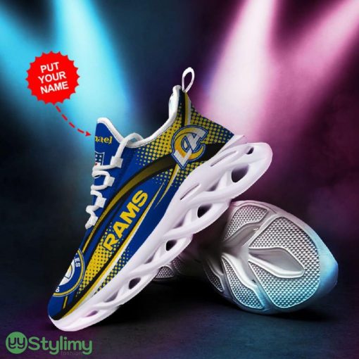 Los Angeles Rams Logo Polka Dots Pattern Custom Name 3D Max Soul Sneaker Shoes