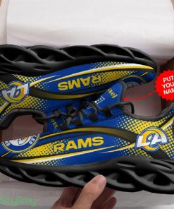 Los Angeles Rams Logo Polka Dots Pattern Custom Name 3D Max Soul Sneaker Shoes - Los Angeles Rams Logo Polka Dots Pattern Custom Name 3D Max Soul Sneaker Shoes_3