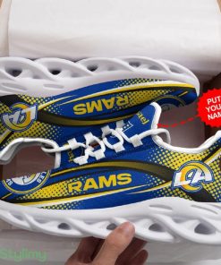 Los Angeles Rams Logo Polka Dots Pattern Custom Name 3D Max Soul Sneaker Shoes - Los Angeles Rams Logo Polka Dots Pattern Custom Name 3D Max Soul Sneaker Shoes_1