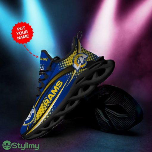 Los Angeles Rams Logo Polka Dots Pattern Custom Name 3D Max Soul Sneaker Shoes