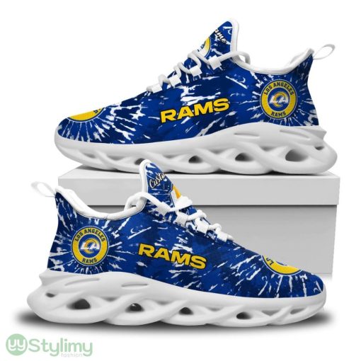 Los Angeles Rams Logo Tie Dye Pattern Custom Name 3D Max Soul Sneaker Shoes