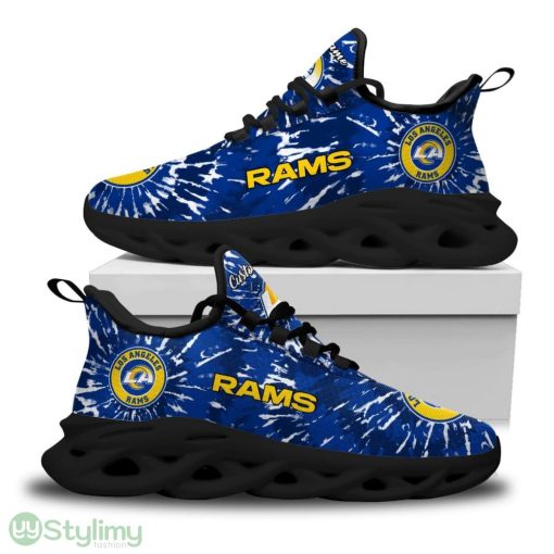 Los Angeles Rams Logo Tie Dye Pattern Custom Name 3D Max Soul Sneaker Shoes