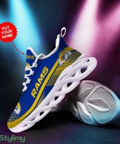 Los Angeles Rams Pattern Custom Name 3D Max Soul Sneaker Shoes In Blue And Yellow - Los Angeles Rams Pattern Custom Name 3D Max Soul Sneaker Shoes In Blue And Yellow_2