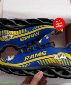 Los Angeles Rams Pattern Custom Name 3D Max Soul Sneaker Shoes In Blue And Yellow - Los Angeles Rams Pattern Custom Name 3D Max Soul Sneaker Shoes In Blue And Yellow_3