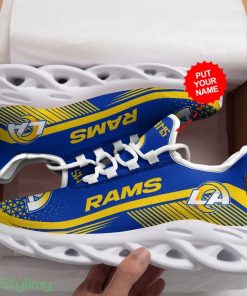 Los Angeles Rams Pattern Custom Name 3D Max Soul Sneaker Shoes In Blue And Yellow - Los Angeles Rams Pattern Custom Name 3D Max Soul Sneaker Shoes In Blue And Yellow_1