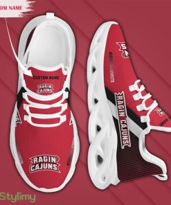 Louisiana Ragin' Cajuns Logo Custom Name Pattern 3D Max Soul Sneaker Shoes - Louisiana Ragin' Cajuns Logo Custom Name Pattern 3D Max Soul Sneaker Shoes_3