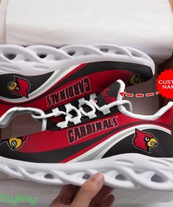Louisville Cardinals Logo With Stripe Pattern Custom Name 3D Max Soul Sneaker Shoes - Louisville Cardinals Logo With Stripe Pattern Custom Name 3D Max Soul Sneaker Shoes_1