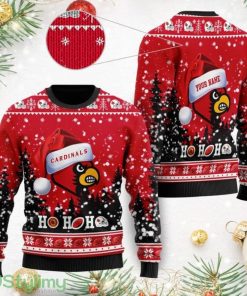 Louisville Cardinals NCAA Santa Claus Hat Ho Ho Ho 3D Custom Name Ugly Christmas Sweater Product Photo 1