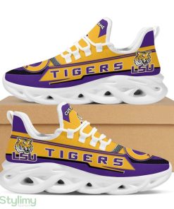 LSU Tigers Logo Pattern Custom Name 3D Max Soul Sneaker Shoes In Purple Yellow - LSU Tigers Logo Pattern Custom Name 3D Max Soul Sneaker Shoes In Purple Yellow_1