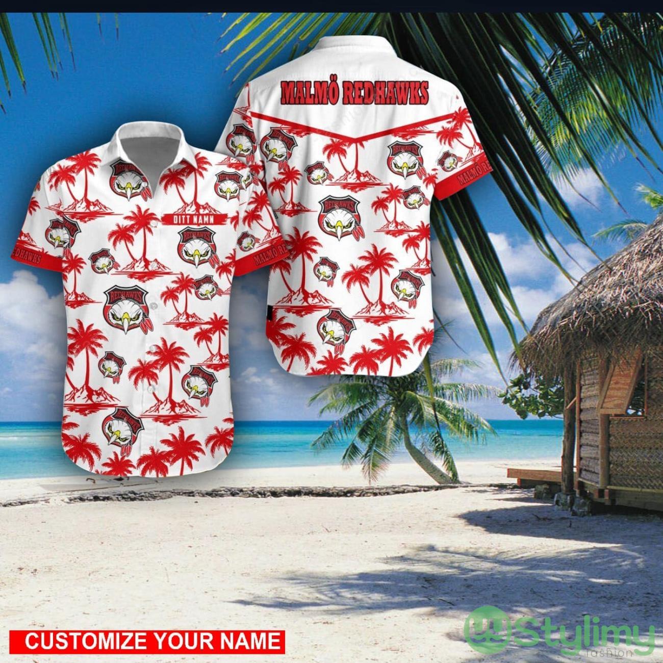 Malmo Redhawks Custom Name 3D Hawaii Shirt Coconut Pattern Beach Shirt 2 Malmo Redhawks Custom Name 3D Hawaii Shirt Coconut Pattern Beach Shirt Product Photo 1