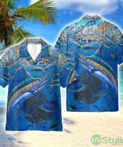 Marlin In Blue Water 3D Printed Beach Shirt Men Women Hawaiian Shirt Product Photo 1