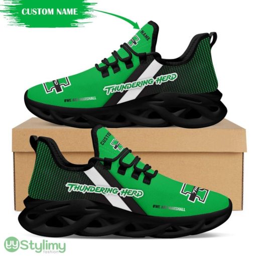 Marshall Thundering Herd Logo Custom Name Pattern 3D Max Soul Sneaker Shoes In Green