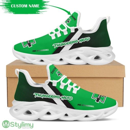 Marshall Thundering Herd Logo Custom Name Pattern 3D Max Soul Sneaker Shoes In Green