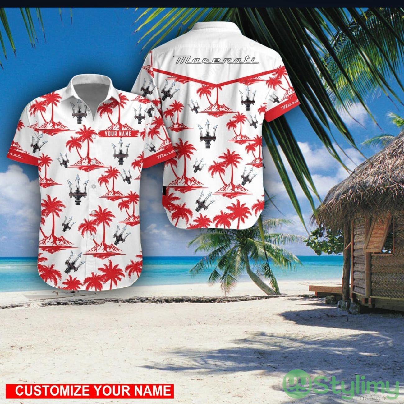 Maserati Custom Name 3D Hawaii Shirt Coconut Pattern Beach Shirt 2 Maserati Custom Name 3D Hawaii Shirt Coconut Pattern Beach Shirt Product Photo 1