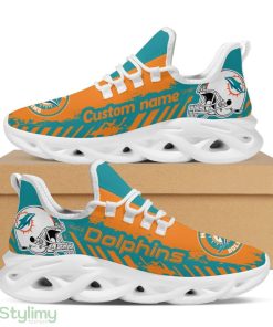 Miami Dolphins Logo Helmet And Stripe Pattern Custom Name 3D Max Soul Sneaker Shoes - Miami Dolphins Logo Helmet And Stripe Pattern Custom Name 3D Max Soul Sneaker Shoes_1