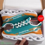 Miami Dolphins Logo Pattern Custom Name 3D Max Soul Sneaker Shoes In Turquoise And Orange - Miami Dolphins Logo Pattern Custom Name 3D Max Soul Sneaker Shoes In Turquoise And Orange_3