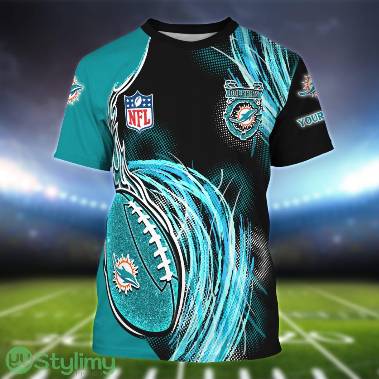 Miami Dolphins Personalized Name Sport 3D T-Shirt 1 Miami Dolphins Personalized Name Sport 3D T-Shirt Product Photo 1