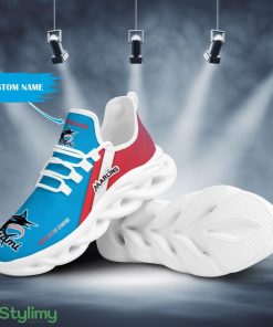 Miami Marlins Logo Pattern Custom Name 3D Max Soul Sneaker Shoes - Miami Marlins Logo Pattern Custom Name 3D Max Soul Sneaker Shoes_1