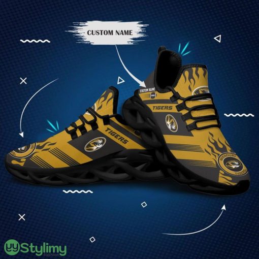 Missouri Tigers Logo Pattern Custom Name 3D Max Soul Sneaker Shoes In Yellow Black - Missouri Tigers Logo Pattern Custom Name 3D Max Soul Sneaker Shoes In Yellow Black_2