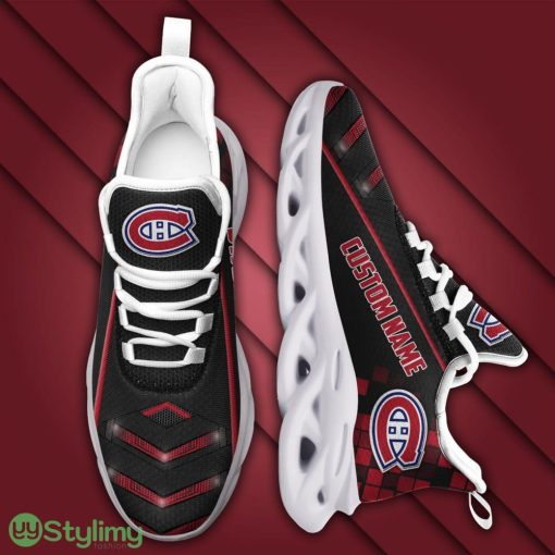 Montreal Canadiens Logo Custom Name Pattern 3D Max Soul Sneaker Shoes In Black - Montreal Canadiens Logo Custom Name Pattern 3D Max Soul Sneaker Shoes In Black_2