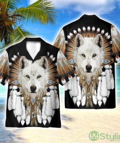 Native American White Wolf 3D Printed Beach Shirt Men Women Hawaiian Shirt Product Photo 1
