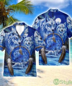 Native American Wolf 3D Printed Beach Shirt Men Women Hawaiian Shirt Product Photo 1