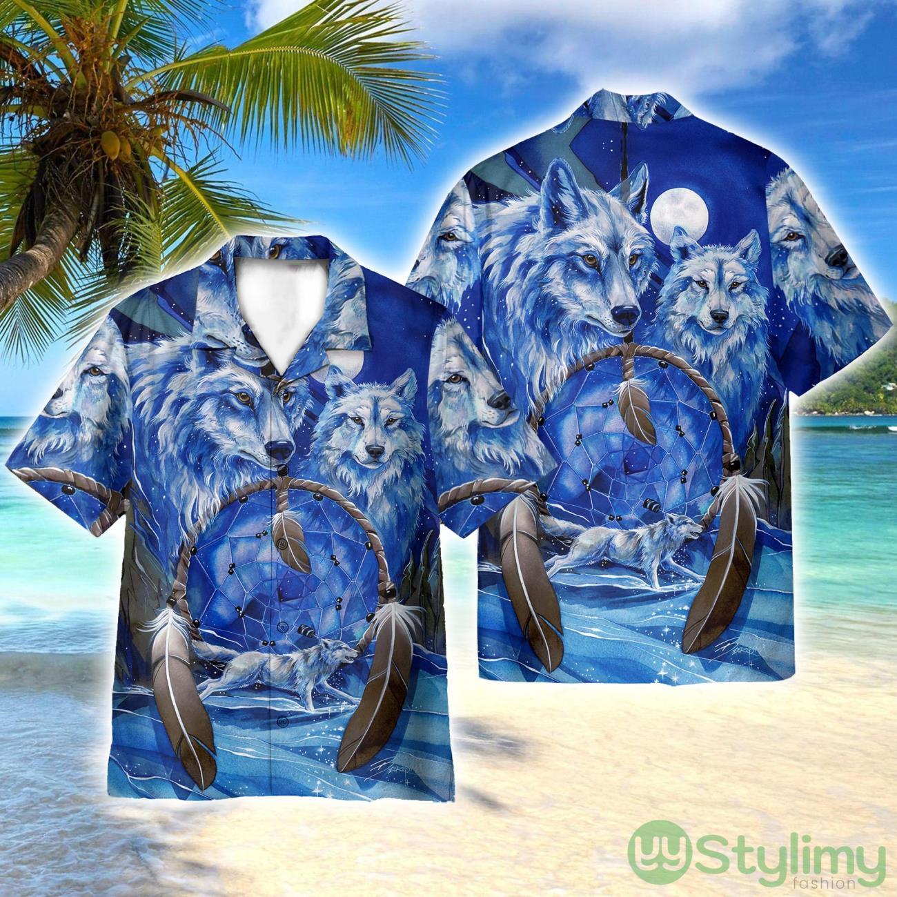 Native American Wolf 3D Printed Beach Shirt Men Women Hawaiian Shirt 2 Native American Wolf 3D Printed Beach Shirt Men Women Hawaiian Shirt Product Photo 1