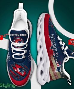 New England Patriots Logo Flag Pattern Custom Name 3D Max Soul Sneaker Shoes - New England Patriots Logo Flag Pattern Custom Name 3D Max Soul Sneaker Shoes_1