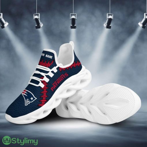 New England Patriots Logo Seam Pattern Custom Name 3D Max Soul Sneaker Shoes - New England Patriots Logo Seam Pattern Custom Name 3D Max Soul Sneaker Shoes_3