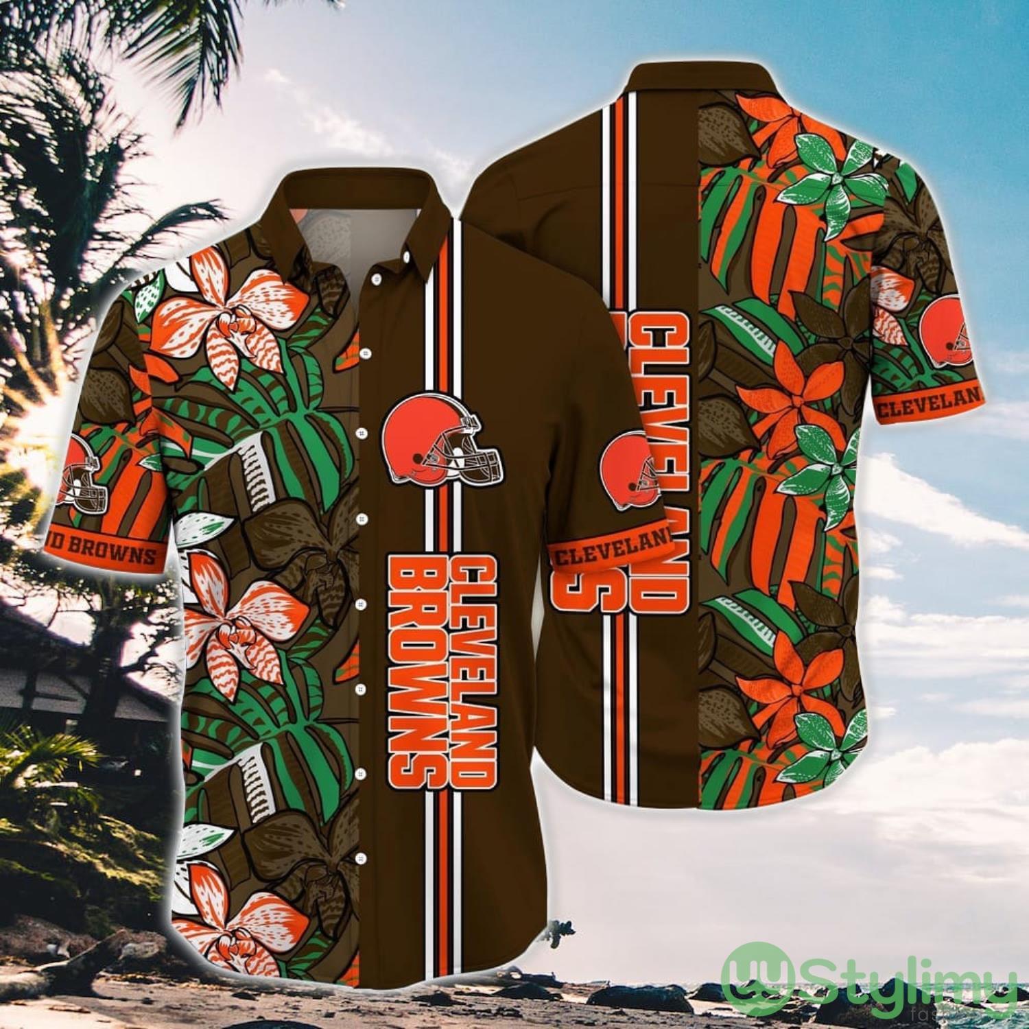 NFL Cleveland Browns Hawaii Shirt Flower Pattern Aloha Beach Shirt 2 NFL Cleveland Browns Hawaii Shirt Flower Pattern Aloha Beach Shirt Product Photo 1