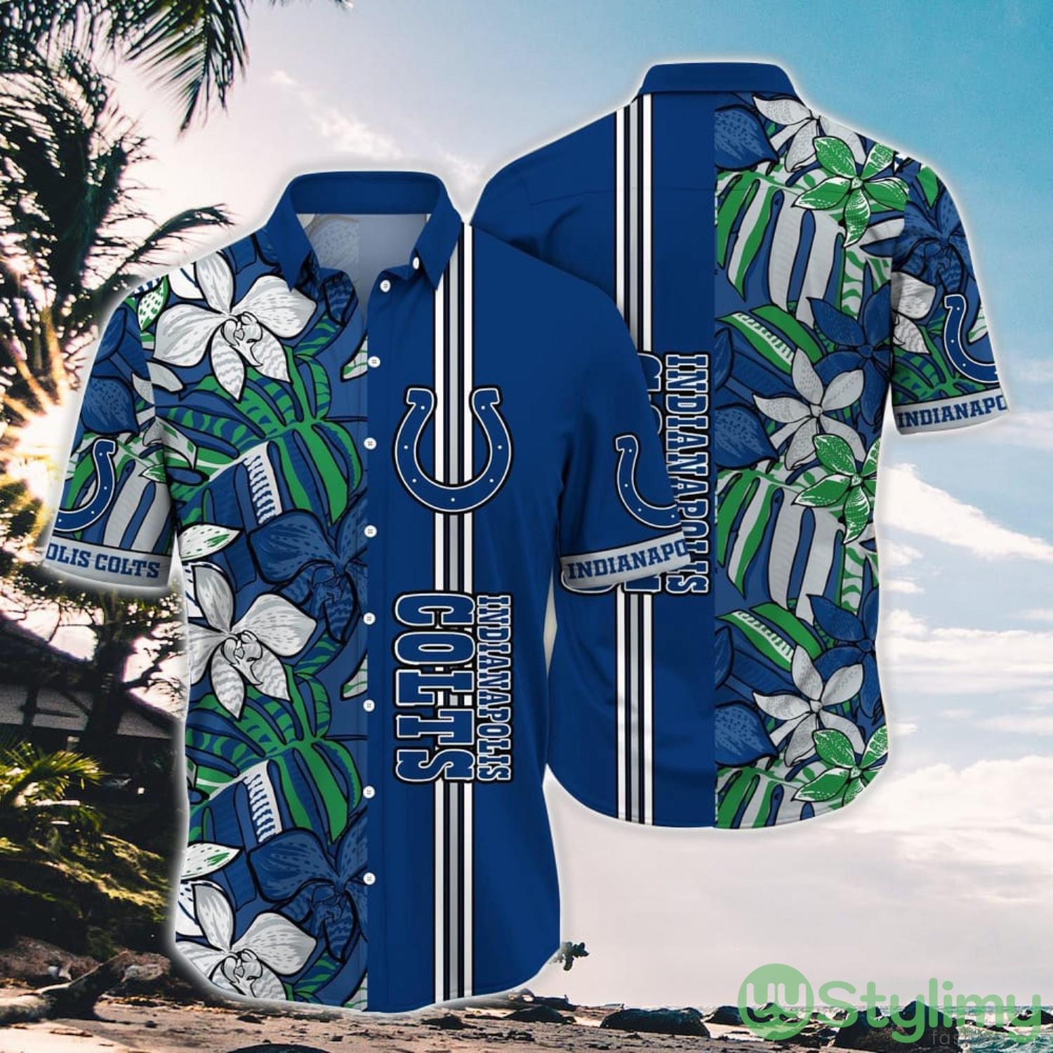 NFL Indianapolis Colts Hawaii Shirt Flower Pattern Aloha Beach Shirt 2 NFL Indianapolis Colts Hawaii Shirt Flower Pattern Aloha Beach Shirt Product Photo 1