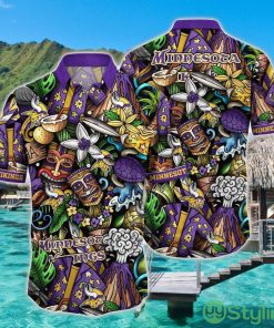NFL Minnesota Vikings Hawaiian Shirt Flower Tiki Funny Gift Aloha Shirt Product Photo 1