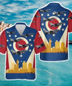 Ohio Air National Guard 112th Fighter Squadron General Dynamics F-16D Block 42F Fighting Falcon 89-2165 Hawaiian Shirt - 250124-160321