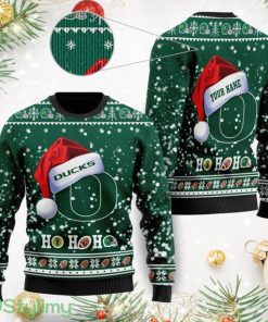 Oregon Ducks NCAA Santa Claus Hat Ho Ho Ho 3D Custom Name Ugly Christmas Sweater Product Photo 1