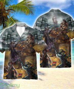 Pirate Skull Fighting For Treasure 3D Hawaiian Shirt All Over Printed Product Photo 1