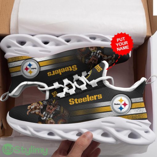 Pittsburgh Steelers Mascot Custom Personalized Name Max Soul Sneakers Running Sports Shoes