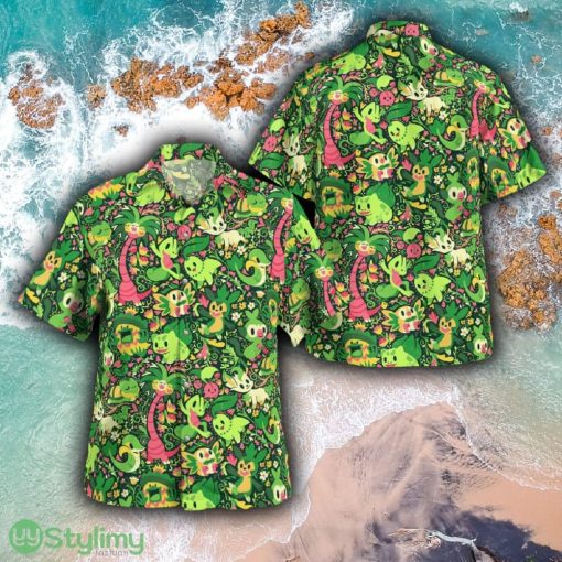 Pokemon Green Color Latest Brand New 3D Hawaiian Shirt And Short Combo Men And Women Gift - [FLASH SALE] PKM Green Color Hawaii Shirt_1