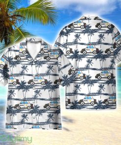 Police Car Tropical Coconut Tree Pattern 3D Hawaiian Shirt All Over Printed Product Photo 1