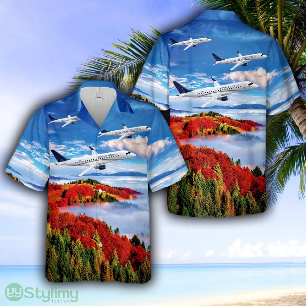 Republic Airways Embraer 175 Airplane Hawaiian Shirt 2 Republic Airways Embraer 175 Airplane Hawaiian Shirt - Republic Airways Embraer 175 Airplane Hawaiian Shirt