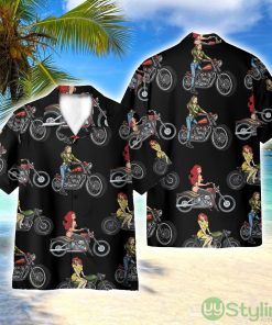 Sexy Girl Drive Motorbike 3D Printed Beach Shirt Men Women Hawaiian Shirt Product Photo 1