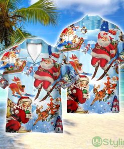 Skiing Santa Claus Funny Shirts 3D Printed Beach Shirt Men Women Hawaiian Shirt Product Photo 1