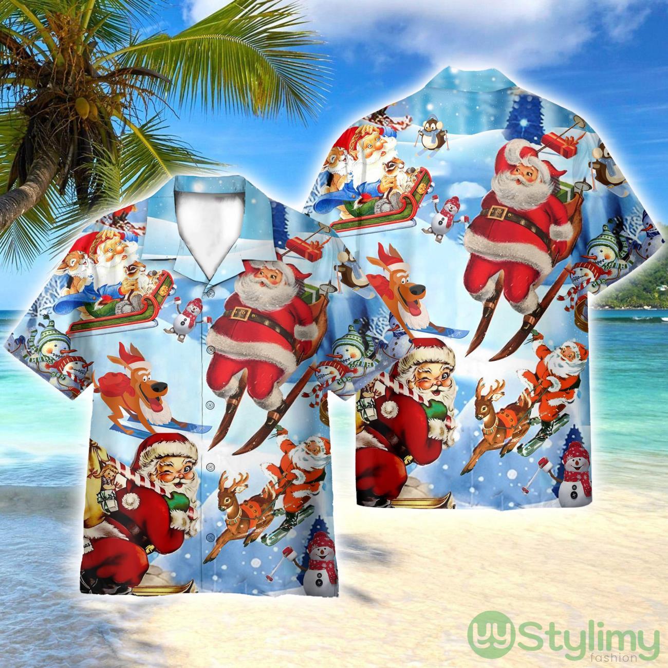 Skiing Santa Claus Funny Shirts 3D Printed Beach Shirt Men Women Hawaiian Shirt 2 Skiing Santa Claus Funny Shirts 3D Printed Beach Shirt Men Women Hawaiian Shirt Product Photo 1