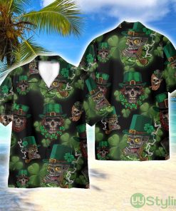 Skull Leprechaun Irish Happy St Patrick's Day 3D Printed Beach Shirt Men Women Hawaiian Shirt Product Photo 1